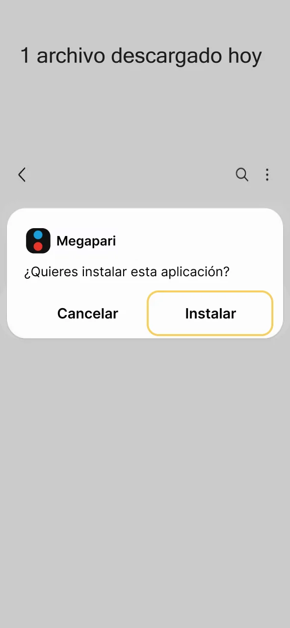 Ubica el archivo de Megapari e instala la app ahora.