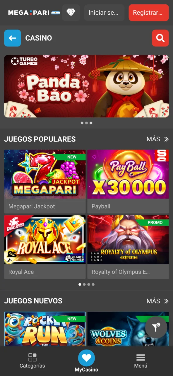 Juega a los juegos de casino en Megapari y disfruta de grandes premios.