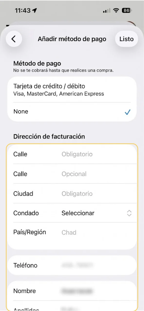 Elige None como método de pago y completa tu configuración en Megapari.