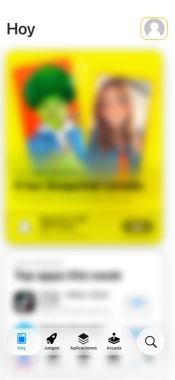 Abre la App Store desde Megapari y toca tu ícono de perfil.