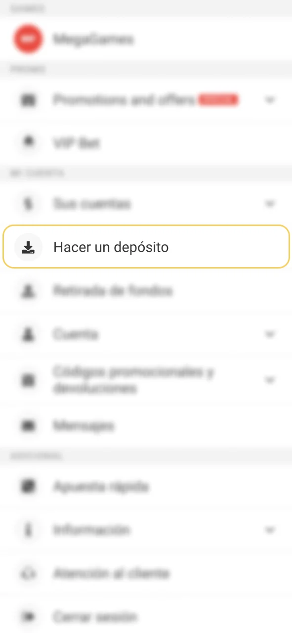 Accede a Megapari y haz un depósito para empezar a jugar.