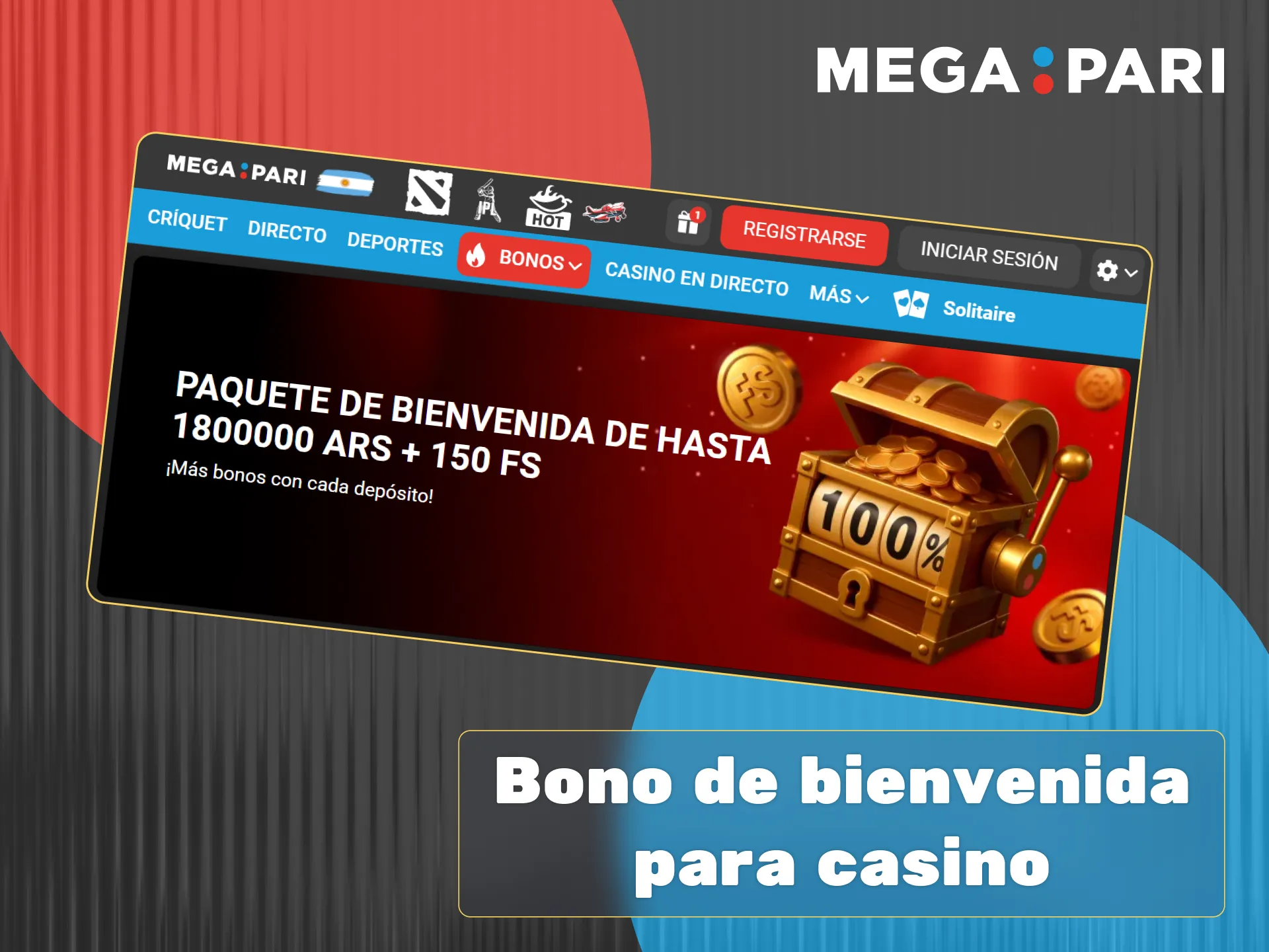 Reclama el bono de bienvenida del casino Megapari de hasta 1.800.000 ARS más 150 giros gratis.