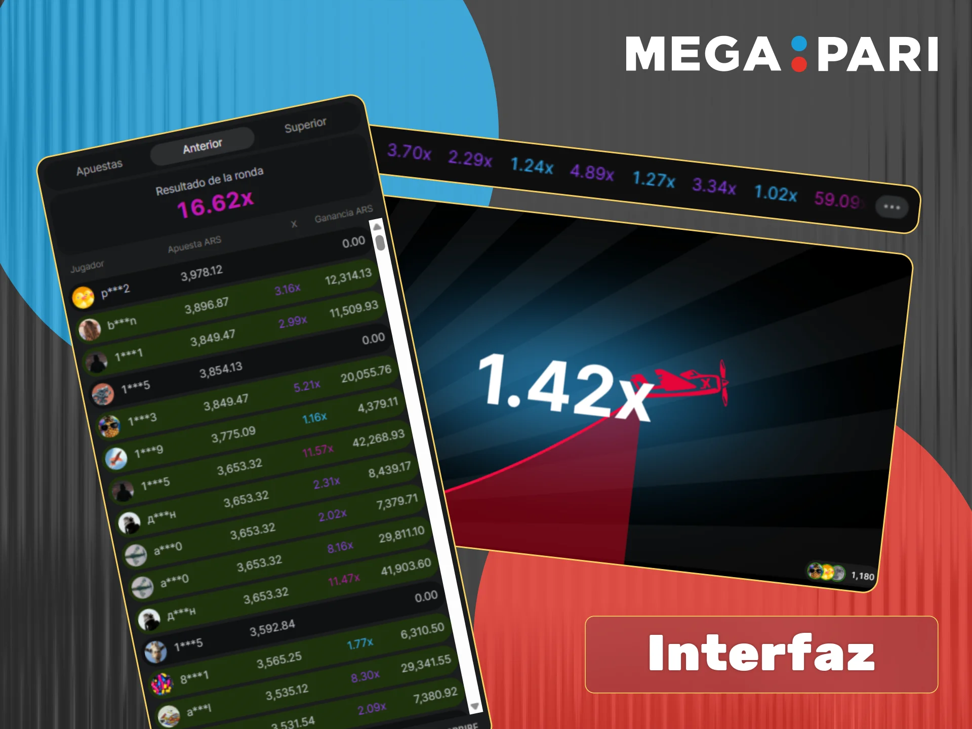 La interfaz de Aviator en Megapari incluye chat en vivo y estadísticas para una experiencia visual enfocada.