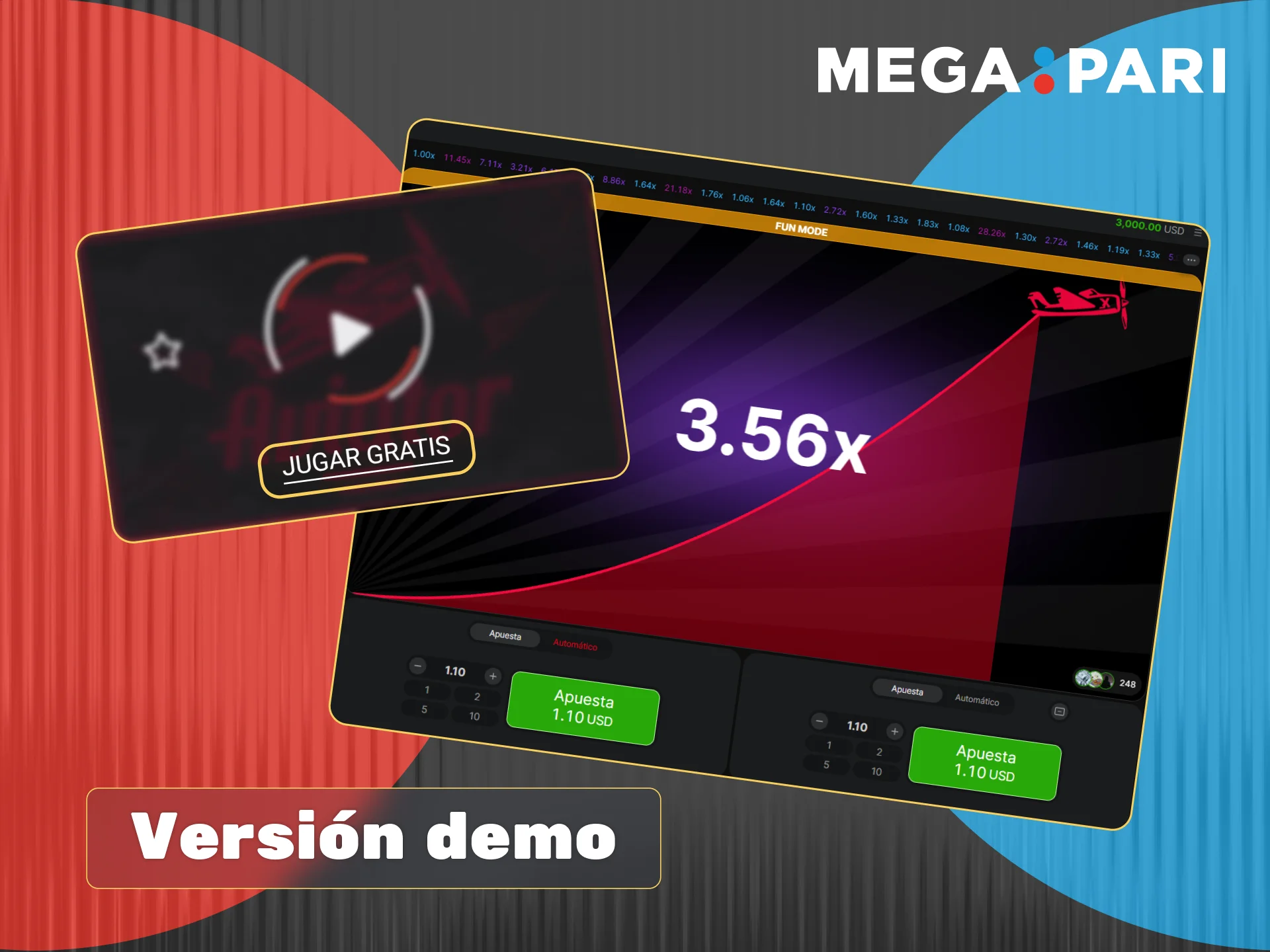 Prueba la versión demo gratuita de Aviator en Megapari para practicar estrategias sin arriesgar dinero real.