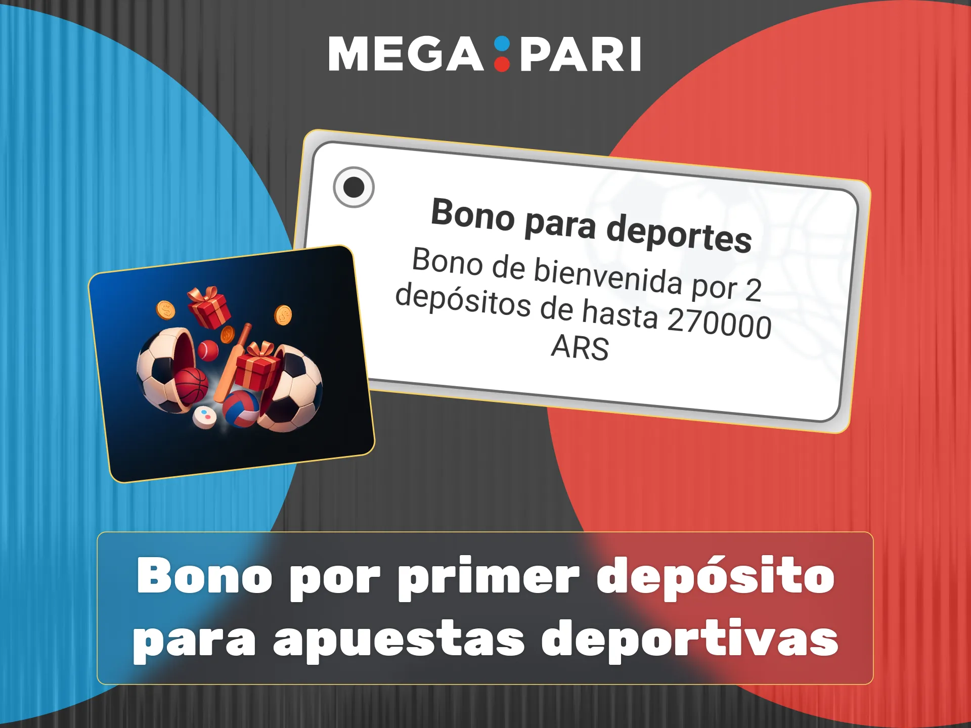 Consigue el bono deportivo de Megapari del doscientos por ciento hasta 270.000 ARS en tus dos primeros depósitos.