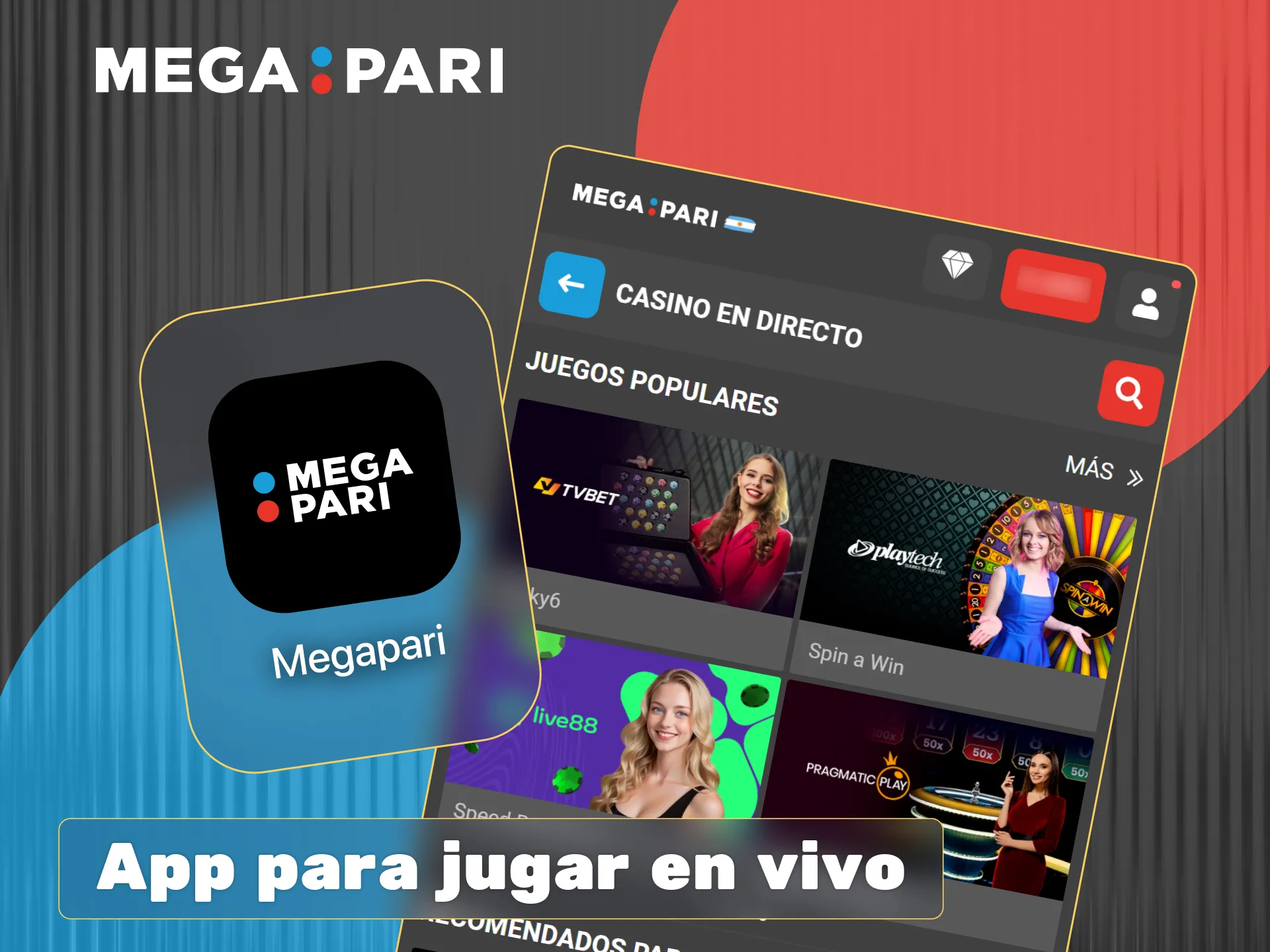 Usa la aplicación de Megapari en Android o iOS para tener acceso inmediato a todos los juegos del casino en vivo.