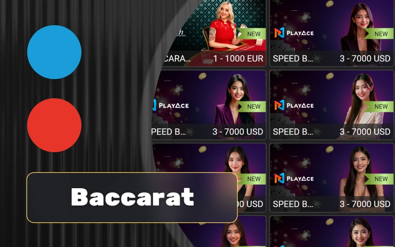 Apuesta al Baccarat en vivo en Megapari eligiendo la mano que se acerque más al valor de nueve.
