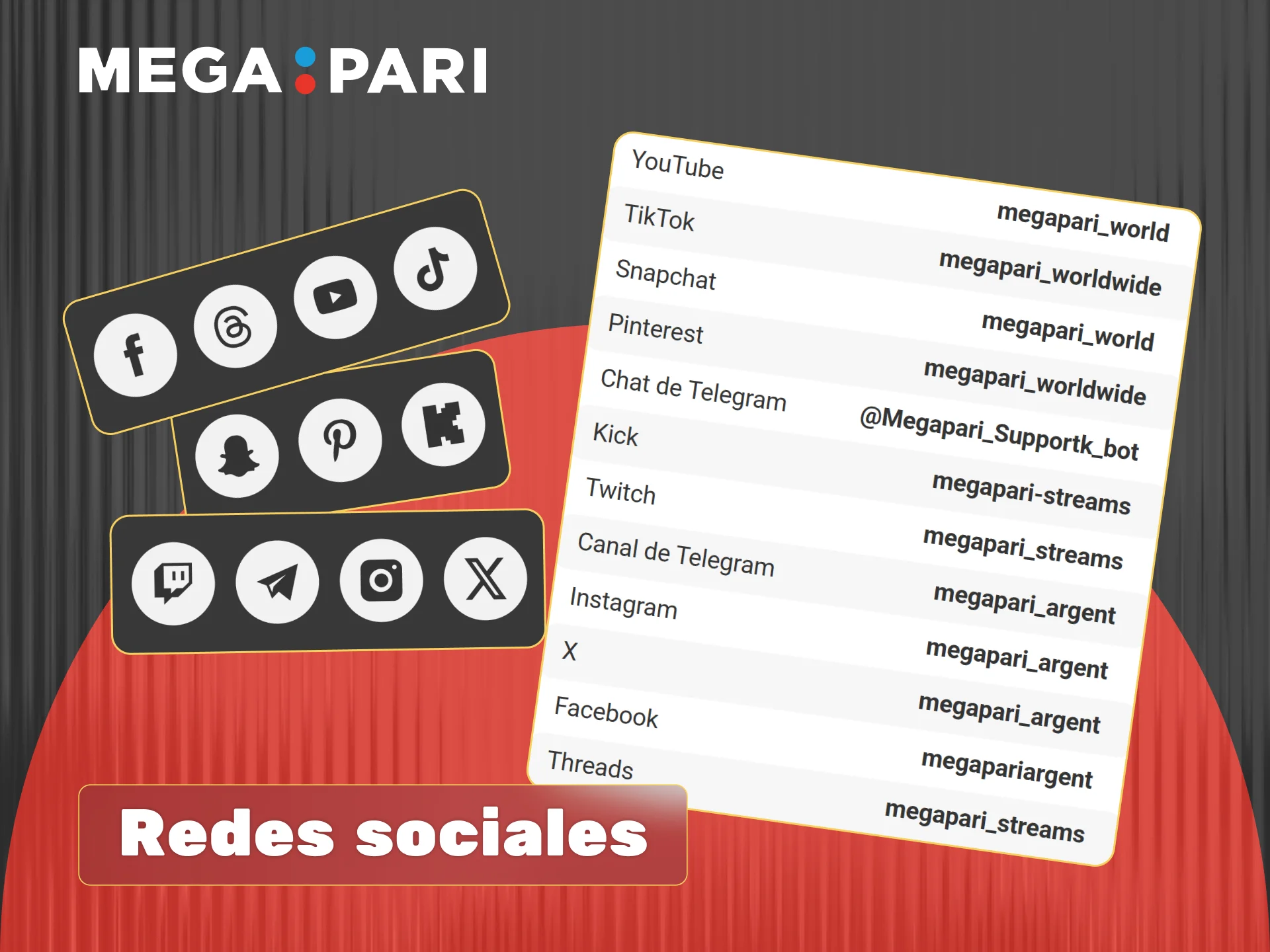 Comunícate con Megapari a través de redes sociales para consultas generales, comentarios y actualizaciones en tiempo real.