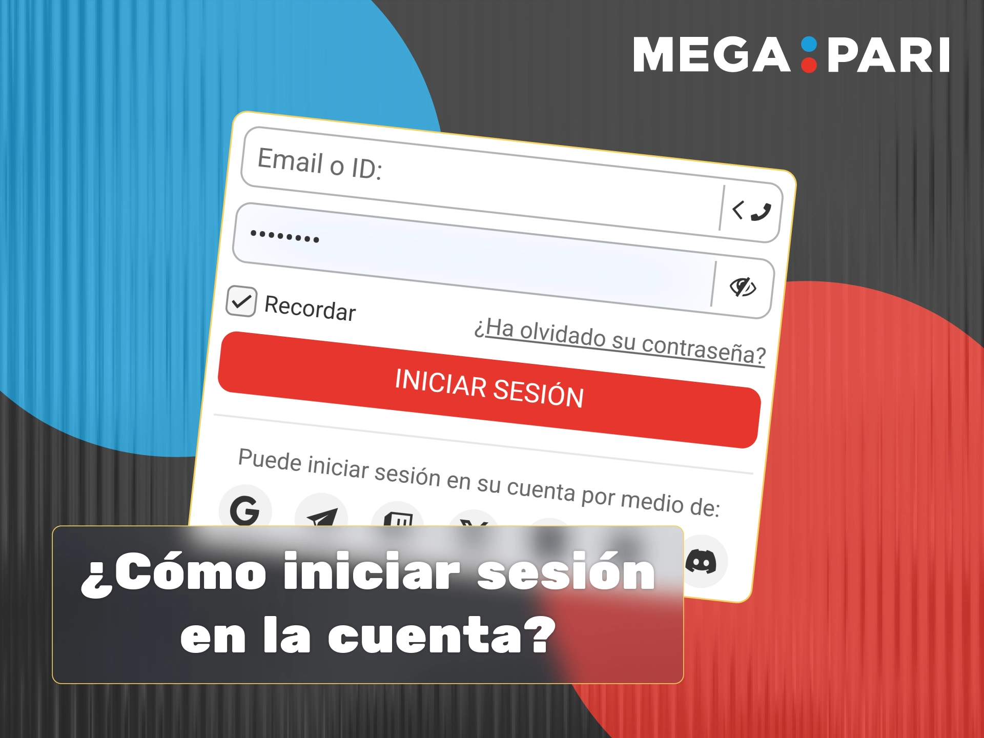 Inicia sesión en tu cuenta de Megapari ingresando tu número de teléfono o correo electrónico y tu contraseña.