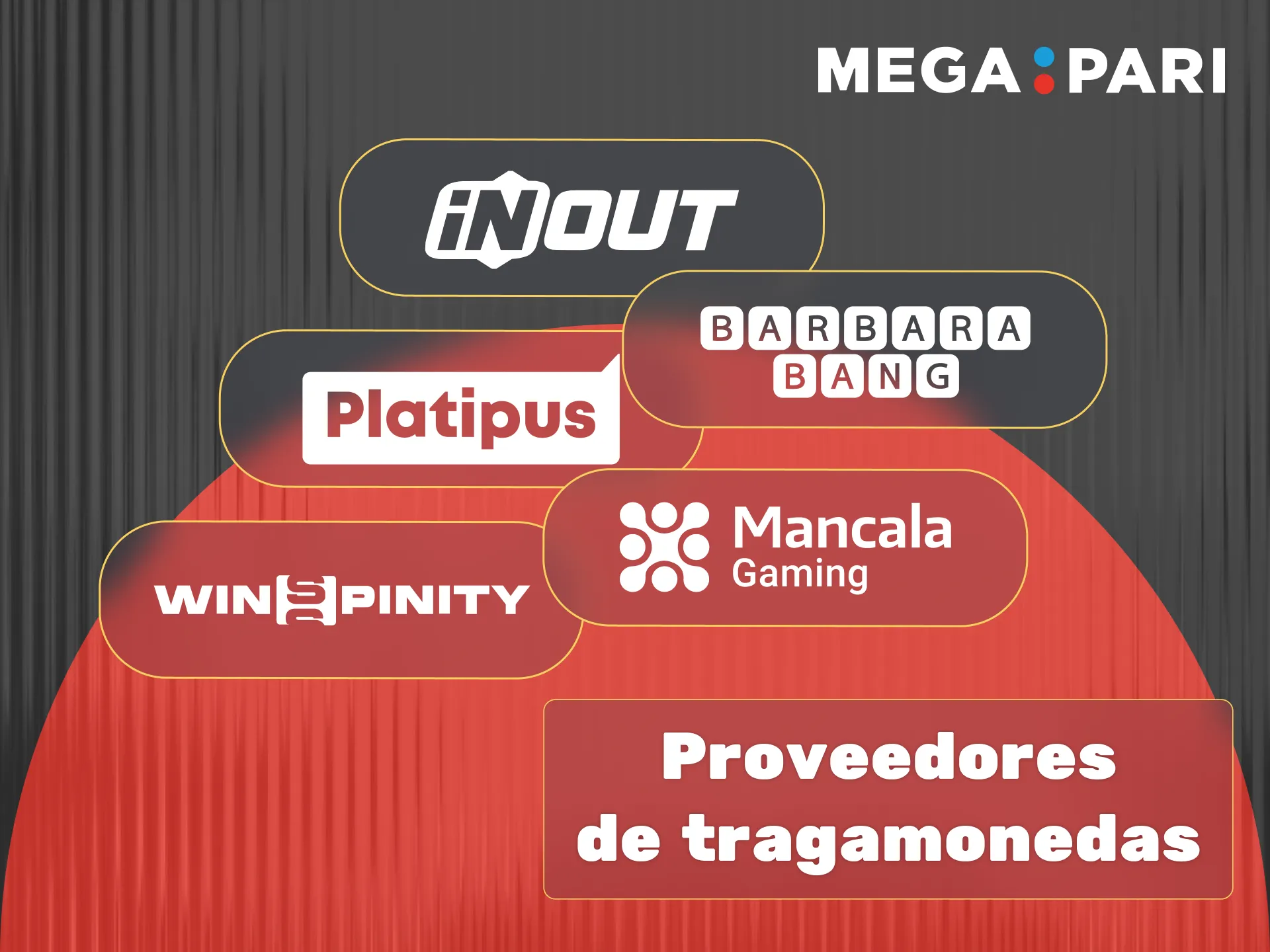 Megapari Casino colabora con proveedores líderes como Mancala Gaming, Platipus y Barbara Bang para ofrecer tragamonedas de alta calidad.